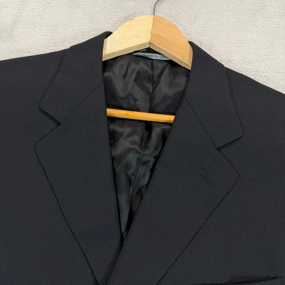 Vintage Canali Mens 42S Black Pure Wool 3-Button Blazer Sport Coat Made in Italy